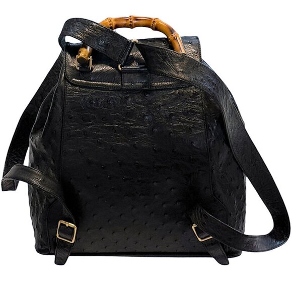Vintage GUCCI Ostrich Skin Backpack Handbag with Bamboo Accents - Picture 5 of 15